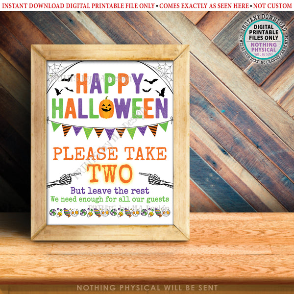 Please Take Two Treats Sign, Happy Halloween Trick-Or-Treat Sign, Passing Out Candy, Please Take a Treat, PRINTABLE 8x10/16x20” Sign, Instant Download Digital Printable File