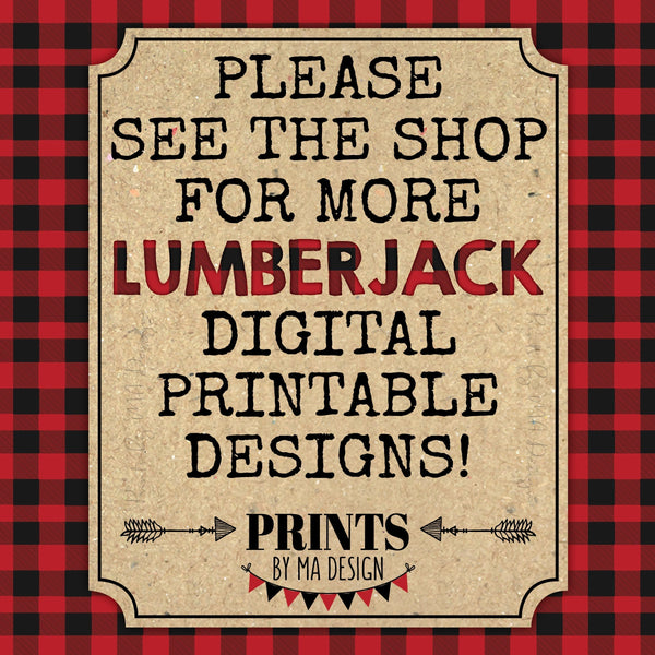 Lumberjack Trail Mix Sign, Thank you for Coming Build Your Own Adventure Begin, PRINTABLE 8x10/16x20” Red Checker Buffalo Plaid Sign, Instant Download Digital Printable File