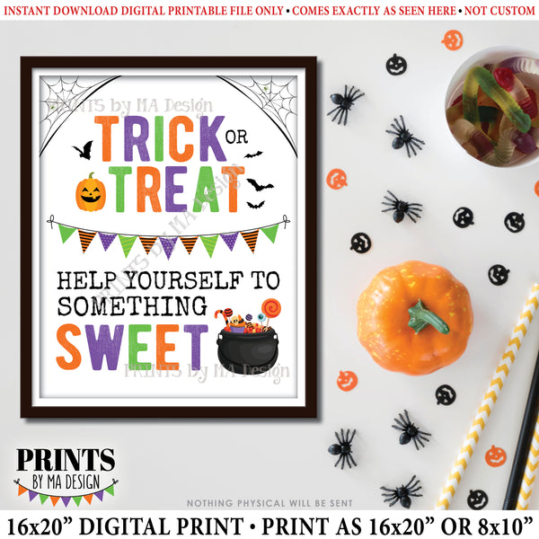 Trick or Treat Help Yourself to Something Sweet Treat Sign, Please Take Halloween Candy, Cauldron Bucket, PRINTABLE 8x10/16x20” Sign, Instant Download Digital Printable File