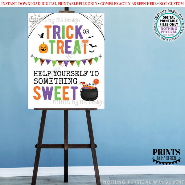 Trick or Treat Help Yourself to Something Sweet Treat Sign, Please Take Halloween Candy, Cauldron Bucket, PRINTABLE 8x10/16x20” Sign, Instant Download Digital Printable File