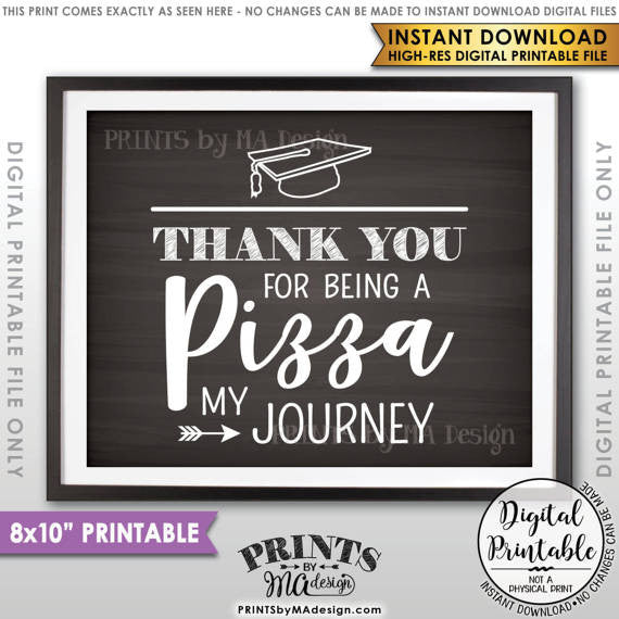 Graduation Party Decor, Thank You for being a Partt of my Journey, Pizza my Journey, Pizza Party, Graduation Party Pizza, Pizza Sign, 8x10” Chalkboard Style Printable Sign <Instant Download> - PRINTSbyMAdesign